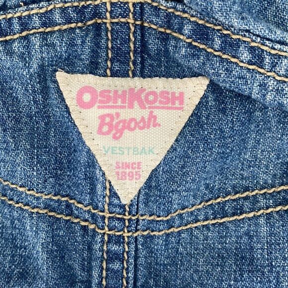 OshKosh B’gosh Denim Overall Dress Floral Print 9 Months Old - Picture 6 of 9